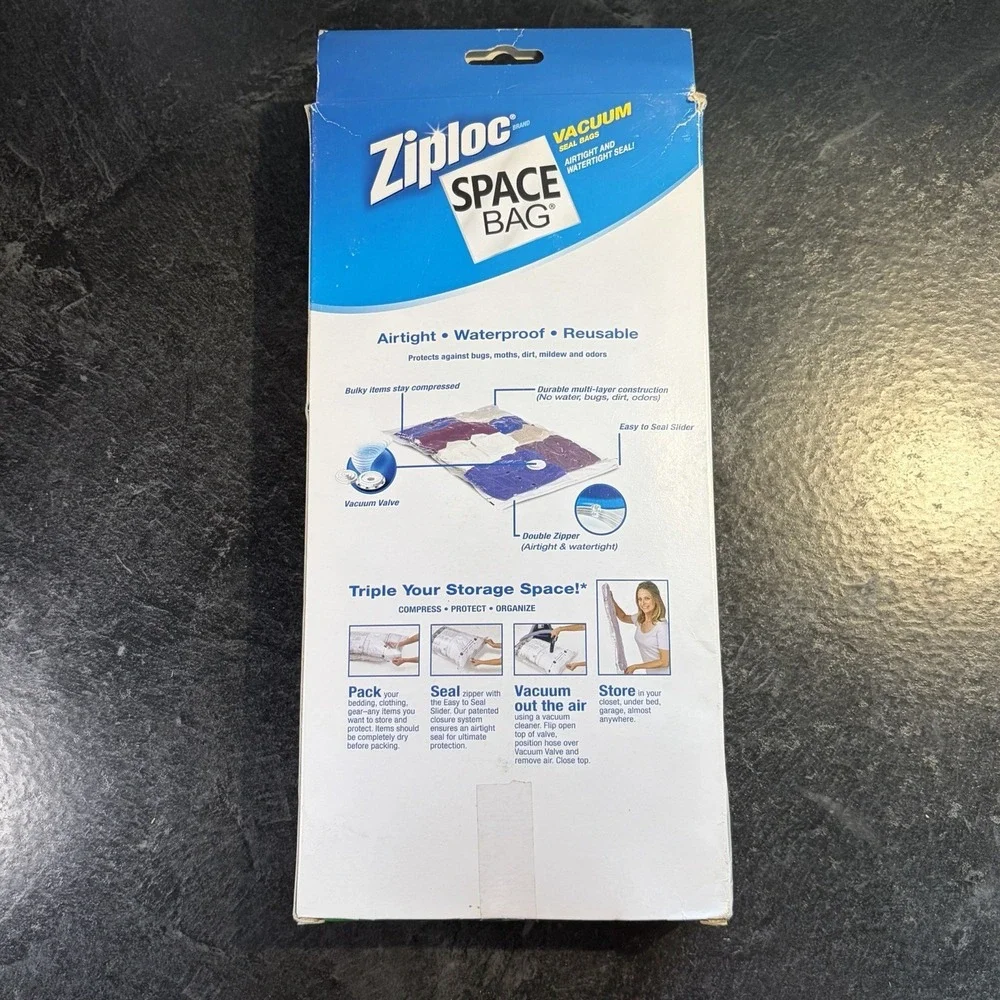 NEW Ziploc Space Bag Vacuum Seal LARGE‎ Storage Bags 4 Bags Total 20-24 Sweaters